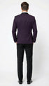 Men’s Eggplant Plum Purple Tuxedo Blazer with Satin Lapel, White Tuxedo Shirt and Matching Purple Bow Tie - Slim Fitted - Prom wedding Suit With Pants