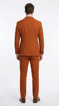 Vitali Brand Men’s Burnt Orange Double Breasted Suit – in Rust Brick Copper Color