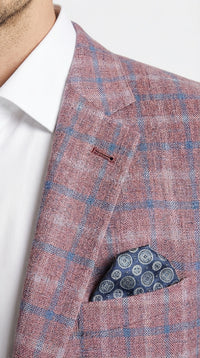 Mens Dusty Rose Mauve Pink with Tint of Blue Plaid Sport Coat Blazer – Classic Check Pattern Casual Blazer Jacket for Business Casual, Wedding