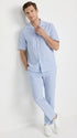 Mens Light Blue Seersucker Walking Suit Set – Casual Summer Short Sleeve Outfit with Matching Pants Lightweight Two Piece Set