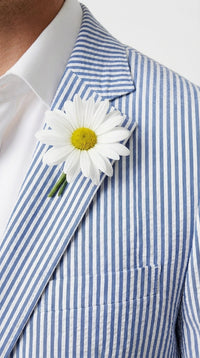 Mens Blue Seersucker Blazer – Lightweight Striped Summer Sport Coat Casual Smart Formal Jacket
