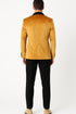 Men’s Mustard Gold Velvet Tuxedo Jacket – Slim Fit Dinner Blazer with Black Satin Shawl Lapel + Free Black Pants & Bowtie