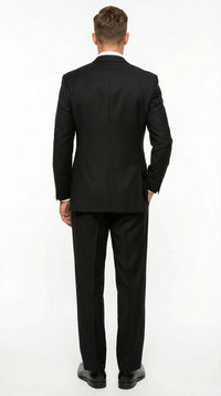 Tiglio Mens Black 3 Piece Suit – Single Button Classic Fit Pleated Wide Leg Pants Formal Business Church Suit - 100% Wool