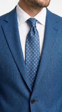 Men’s Blue Houndstooth Blazer Jacket, Check Pattern Formal Sport Coat for Weddings, Prom, Parties, and Special Occasions