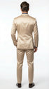 Mens Shiny Champagne Gold Two Piece Suit – Luxury Formal Satin Finish Suit for Wedding, Party and Evening Wear
