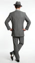 Men’s Grey Pinstripe 1920s Gangster 3 Piece Suit, Contrast Lapel Vintage Formal Suit for Parties, Prom, Weddings, and Theme Events