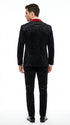 Men’s Black Paisley 2 Piece Suit with Red Shawl Lapel, Formal Wedding Prom Party Suit Set