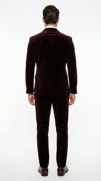 Men’s Dark Brown Velvet Blazer and Pants 2 Piece Suit, Double Breasted Formal Dinner Suit for Weddings, Prom