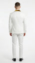 Men’s White Paisley 3 Piece With Vest Prom Tuxedo with Gold Velvet Shawl Lapel, Formal Wedding Suit Set
