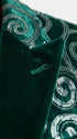 Men’s Emerald Green Paisley Tuxedo Dinner Jacket with Black Lapel, Formal Prom Wedding Party Blazer