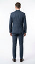 Men's Blue Micro Check Hounstooth small windowpane plaid  3-Piece Suit – Vested Slim Fit Business, Wedding & Formal Suit