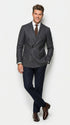 Men’s Charcoal Double Breasted Blazer, Formal Wedding Business Casual Sport Coat Jacket Wool Fabric