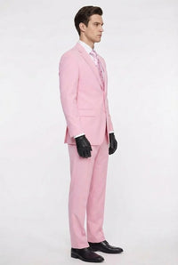 Men’s Pink Two-Piece Suit – Classic Fit Formal Jacket and Tailored Pants