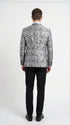 Men’s Silver and Black Paisley Prom Blazer Jacket | Printed Formal Evening Tuxedo Blazer + Free Matching Bow Tie