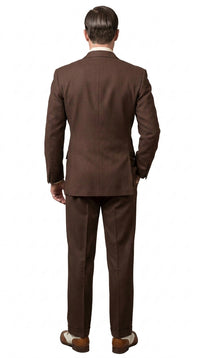 Men’s Brown Vintage Double Breasted Suit, Classic 1940s Style Formal Wedding Business Suit Set