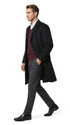 Men’s Big and Tall Black Cashmere Overcoat – Full-Length Winter Dress Coat for Business and Formal Wear