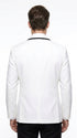Men’s White Tuxedo Jacket – Black Trim Shawl Lapel Formal Dinner Blazer for Weddings, Prom Wedding Blazer Modern fit