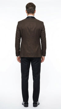 Men’s Chocolate Brown Tuxedo Suit – 3 Piece Shawl Lapel Wedding, Prom and Formal Dinner Tuxedo