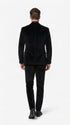 Men’s Black Velvet Tuxedo Suit – Peak Lapel Wedding, Prom and Formal Evening Velvet Pants