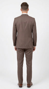 Men’s Zagarie Brand Light Brown Mocha 3-Piece Wool Suit – Modern Wedding, Business and Formal Suit with Pick Stitching