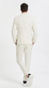 Men’s Ivory Cream Double-Breasted Linen Suit – Off-White Summer Wedding Slim Fitted 2-Piece Suit Cream Color