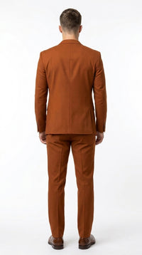 Men’s Burnt Orange Modern Fit Suit – Slim Fit Wedding, Prom and Formal 2-Piece Suit Copper Brick Color