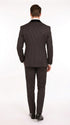 Men’s Black Shadow Pinstripe Double-Breasted Tuxedo Tone on Tone Formal Wedding  Suit Modern Fit 1920s Style