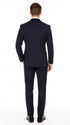 Men’s Navy Blue Double-Breasted Tuxedo – Tone-on-Tone Shadow Pinstripe Formal Wedding and Prom Suit