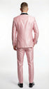 Men’s Blush Pink Shiny 3 Piece Suit with Black Shawl Lapel | Light Pink Prom Suit Sharkskin Fabric - Ultra Slim Fit