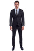 Men's Two Button Vested Skinny Fit Suit With Low Cut Vest In Black Plaid