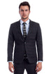 Men's Two Button Vested Skinny Fit Suit With Low Cut Vest In Black Plaid