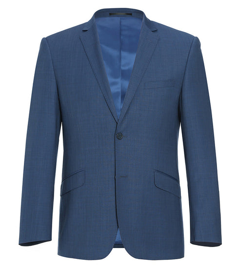 Wool Single Breasted Dress Suit Slim Fit 2 Piece 2 Button in Blue