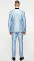 Men’s Light Blue Shiny 3 Piece Suit with Black Shawl Lapel | Formal Wedding Prom Suit - Sateen Sharskin Suit
