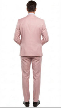 Men’s Blush Pink and Gold Three-Piece Suit – Tailored Fit Formal Wedding, Vested Suit By Rossiman