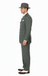 Men’s 1920s Gray Zoot Suit  – 4 Buttons  Gangster Wide Lapel Long Jacket 3-Piece Suit in Grey Color Classic Fit Pleated Pants