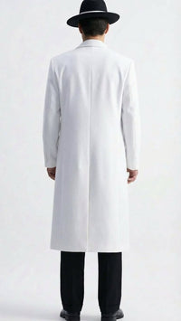 Men’s White Long Zoot Style Suit  | Vintage Gangster Mafia Formal Coat with Black Pants