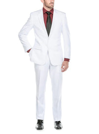 (36R, 48S) 2 Piece Suit 2 Buttons Regular Fit In White