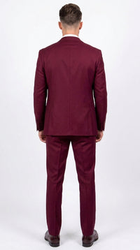 Men’s Stacy Adams Brand Burgundy 3 Piece Suit – Two Button Vested Style church wedding Modern Fit Suit