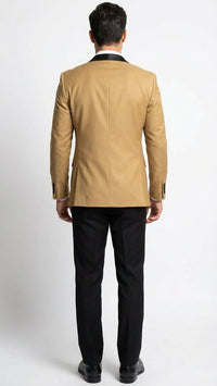 Men's Dark Camel Tan Khaki and Black Great Gatsby Tuxedo Suit – Vintage 1920s Formal Wedding, Party and Event Wear