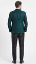 Tazzio Men’s Hunter Green & Black Paisley Tuxedo – Skinny Fit Shawl Collar 3-Piece Prom and Wedding Suit
