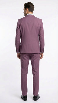 Men’s Mauve Three-Piece Suit – Slim Fit Formal Blazer, Vest, and Trousers for Weddings Rose Gold Pinkish Color