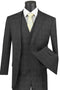 Mens Classic Fit Vested Plaid Suit in Black