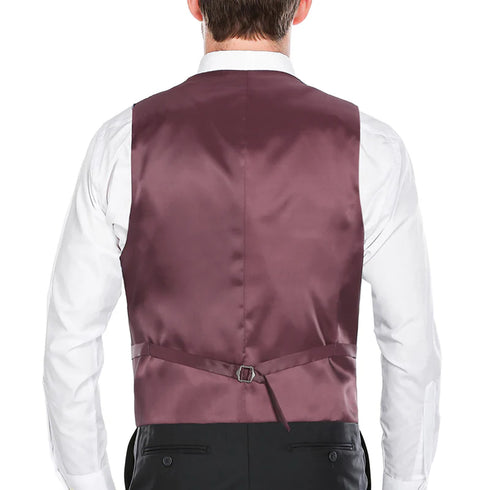 Vanderbilt Collection - Classic Dress Vest 5 Buttons Regular Fit In Burgundy