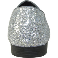 Bravo Mens Modern Glitter Sequin Prom Tuxedo Loafer in Silver Grey - Men's Dress Shoes