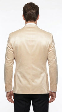 Men’s Champagne Tuxedo Dinner Jacket – Satin Finish Formal Wedding Prom Blazer and Bowtie included