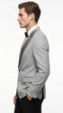Men’s Silver Dinner Jacket – Satin Peak Lapel Tuxedo Blazer for Weddings, Prom & Formal Events in color silver grey