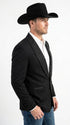 Men’s Black Western Blazer – Cowboy Tuxedo Jacket with Studded Shawl Collar with Glitter Lapel Rhinestone Lapel