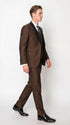 Men’s Chocolate Brown 3-Piece Tuxedo Suit with Black Satin Shawl Lapel – Shawl Collar Vested