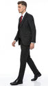 Men’s Black Skeleton Bone Pinstripe 3 Piece Suit – Gangster Style Striped Suit with Vest