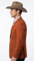 Men’s Rust Cowboy Western Blazer – Copper Brick  Color Two Button Sport Coat Peak Lapel Modern Fit